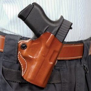DESANTIS MINI SCABBARD HOLSTER - RH OWB LEATHER GLK 1923 TAN