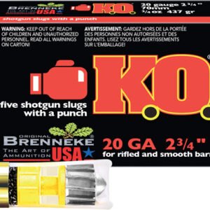 BRENNEKE USA KO 20GA 2.75" - 3/4OZ SLUG 5RD 50BX/CS