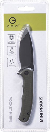CIVIVI KNIFE MINI PRAXIS 2.98" - OD GREEN G10/BLACK CLAM PACK - Image 2