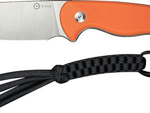 CIVIVI KNIFE TIMBERBARK 3.2" - FIXED ORANGE/SATIN G10 STNWSH