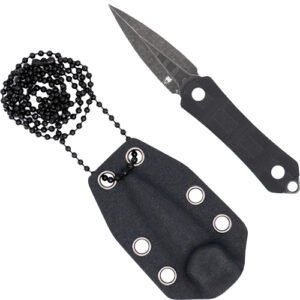 COBRATEC GUARDIAN NECK KNIFE - 1.99" D2 STONEWASH DAGGER W/SH