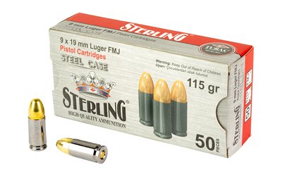 STERLING 9MM 115GR FMJ STEEL 50/1000