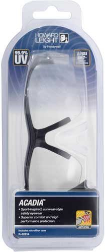 HOWARD LEIGHT ACADIA GLASSES - BLACK FRAME/CLEAR LENS - Image 2
