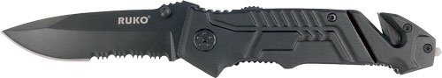 RUKO FOLDER SPRING ASSIST - 3.25" RUBBER BLACK HANDLE