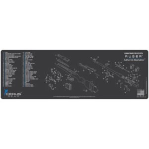 RUGER MINI 14 RANCH SCHEMATIC RIFLE MAT - CHARCOAL GREY/CERUS BLUE, 12" X 36"