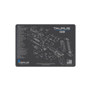 TAURUS G3 SCHEMATIC HANDGUN MAT - CHARCOAL GRAY/CERUS BLUE, 12" X 17"