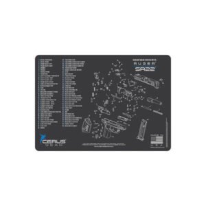 RUGER SR22 SCHEMATIC HANDGUN MAT - CHARCOAL GRAY/CERUS BLUE, 12" X 17"