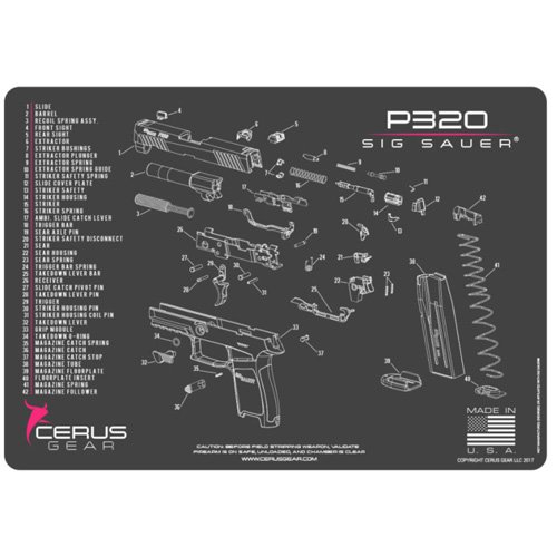SIG SAUER P320 SCHEMATIC HANDGUN PROMAT - CHARCOAL GRAY/PINK