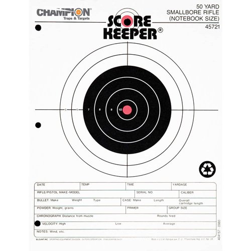 SCOREKEEPER TARGETS - FLUORESCENT ORANGE BULL - 50 YD. SMALL BORE NOTEBOOK (12 PACK)