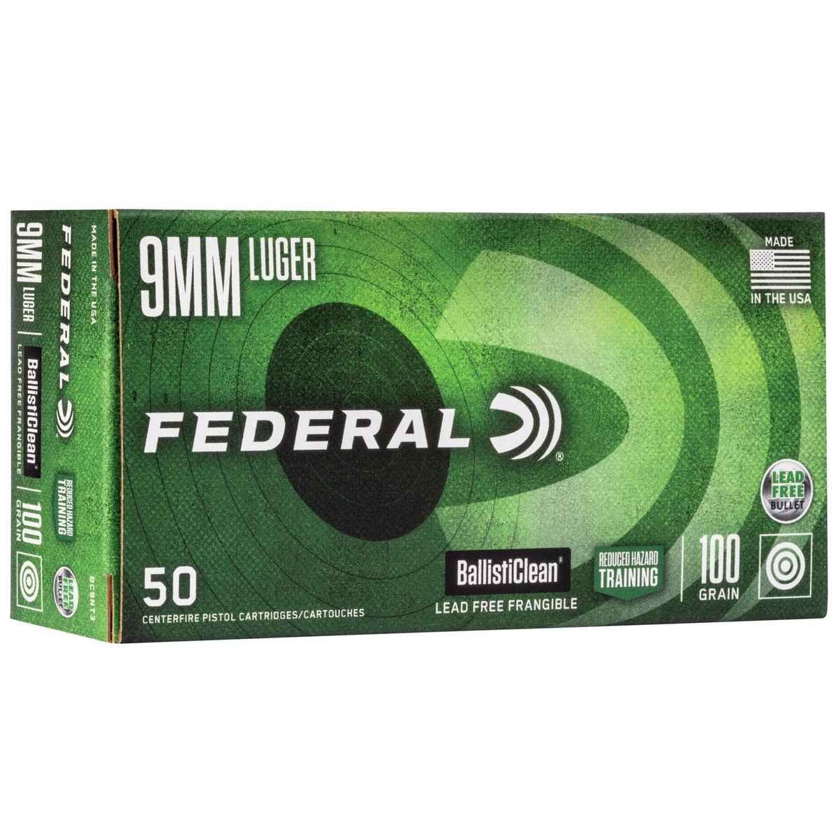 Federal Ballisticlean Frangible Handgun Ammunition 9mm Luger 100 gr RHT 1240 50/ct