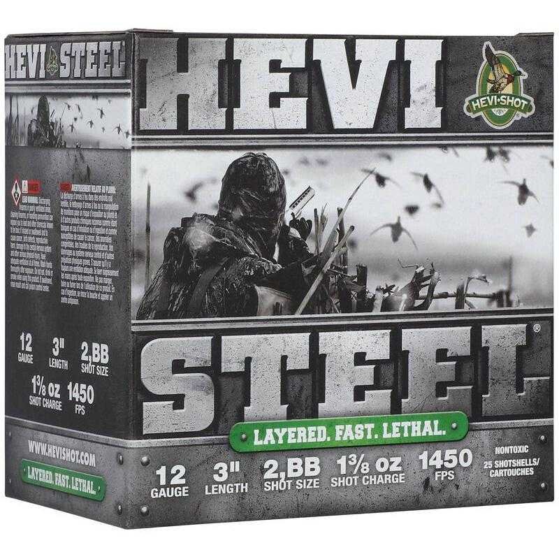 HEVI-Shot HEVI-Steel Shotshells 12ga 3" 1-3/8oz 1450 fps #BB 25/ct