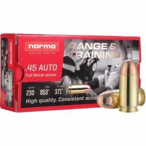 Norma Range and Training Handgun Ammunition .45 Auto 230gr FMJ 853 fps 50/ct