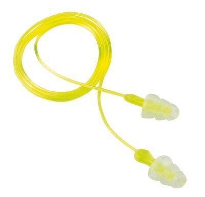 Peltor Sport Tri-Flange Corded Reusable Earplugs Neon Yellow 3 pair/pk