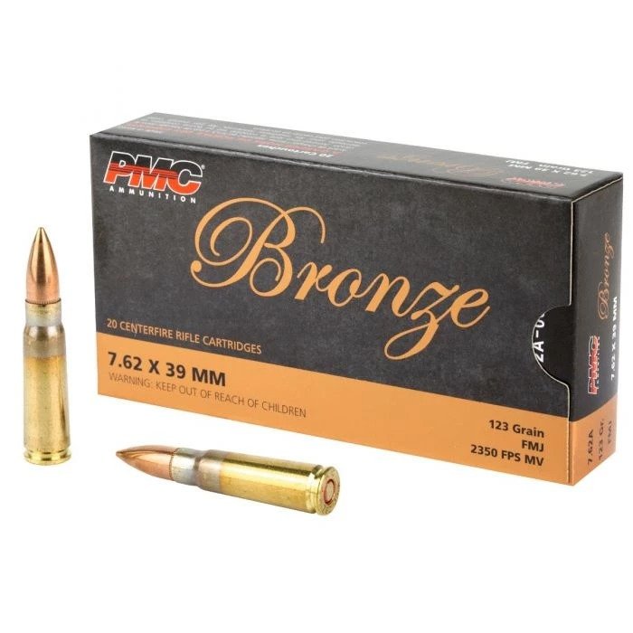 PMC Bronze 7.62x39 Rifle Ammo - 123 Grain | FMJ | 20rd Box