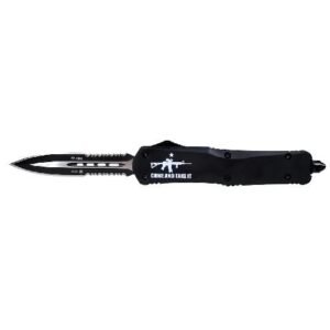 Templar Knife Large Come And Take It AR OTF Knife 3-1/2" Serrated Dagger Black